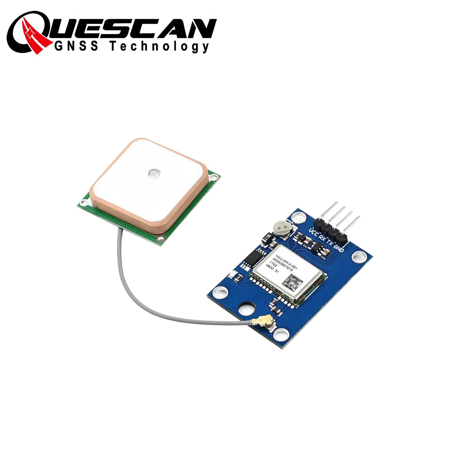 QUESCAN NEO 6M GPS Module with IPX Active Antenna Serial port TTL for Arduino RPI 51,NMEA 2.3 3.3-5V 9600 baudrate