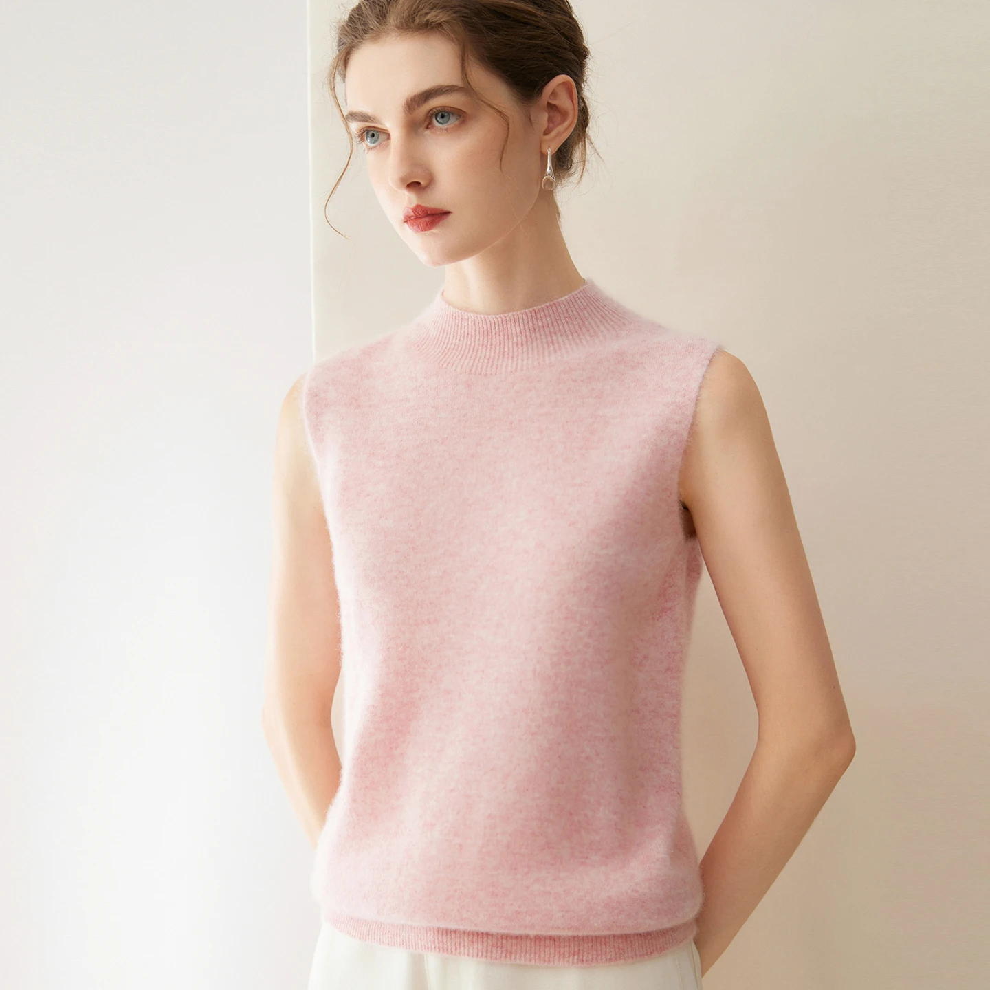 Female 100% Cashmere Goat Pullover Sweater Vest Crop Slim Knit Soft High Elasticity  Top Casual Autumn Winter Ladies Elegant ...