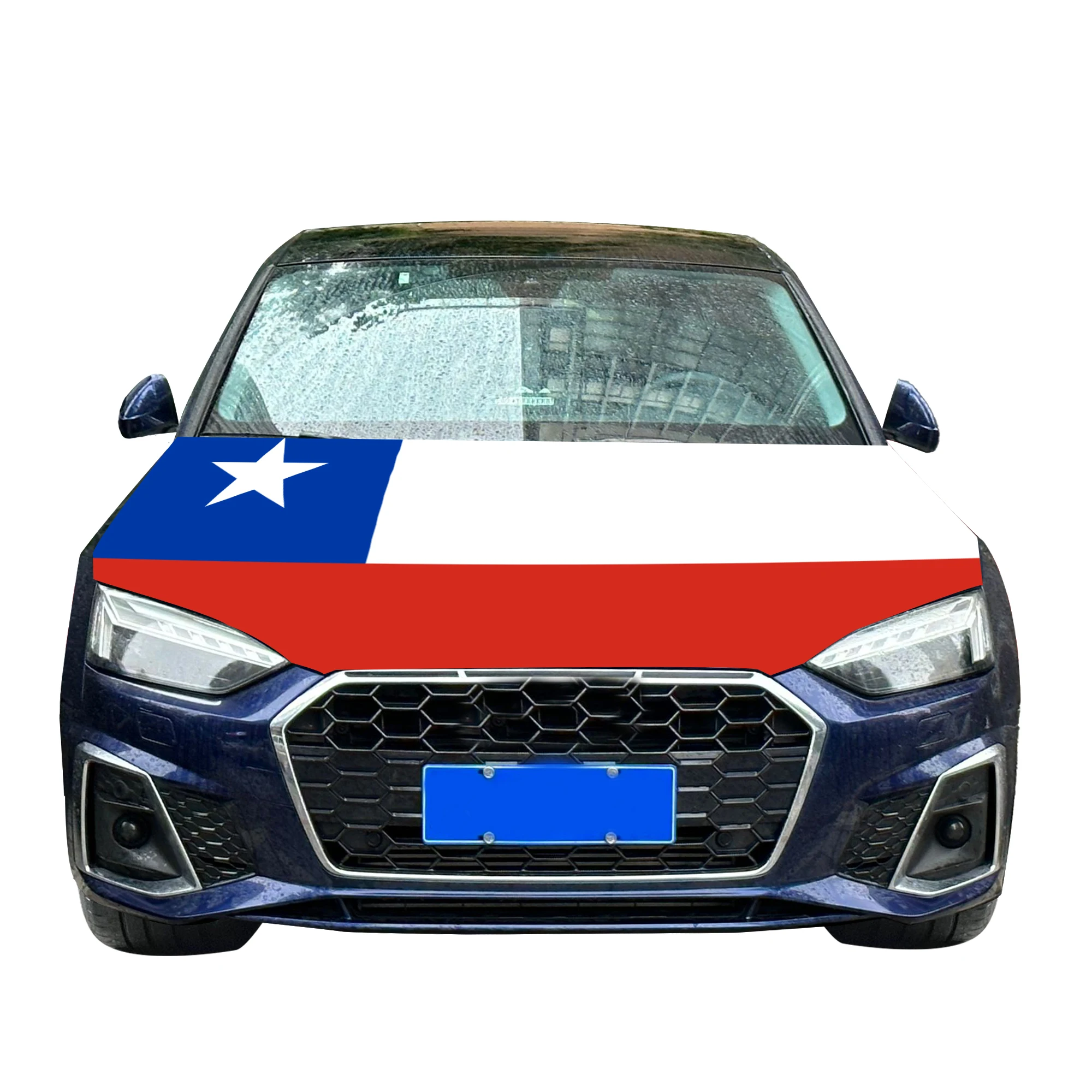 Chile Car Hood Cover Flag  Universal Size Elastic Polyester 120x150cm for Car Decor