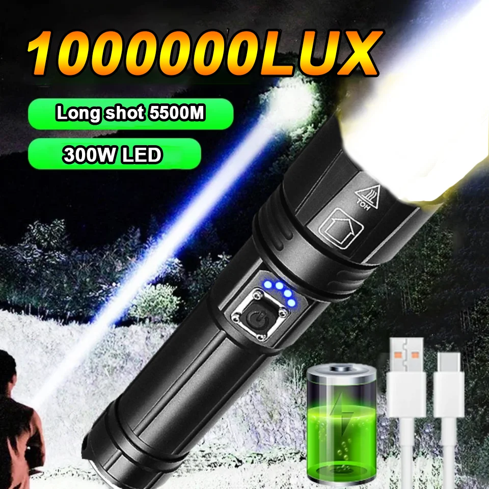 

Most High Power LED Flashlight USB Rechargeable Torch Portable Flashlight Tactical Lantern Long Shot Hand Lamp For Camping