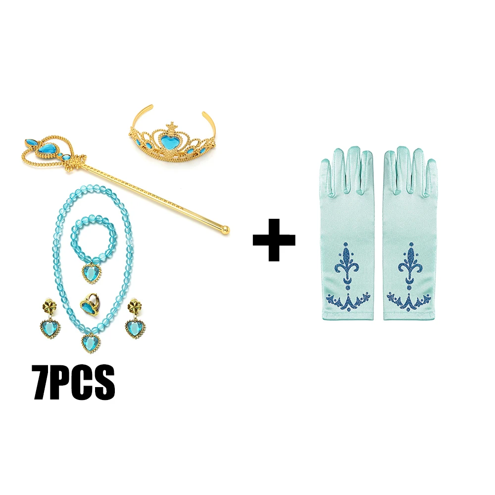 Disney Princess Jasmine Accessories Wig Headband Gloves Aladdin\'s Lamp School Show Jewelry Play Toy Set Halloween Dress Up Ornam