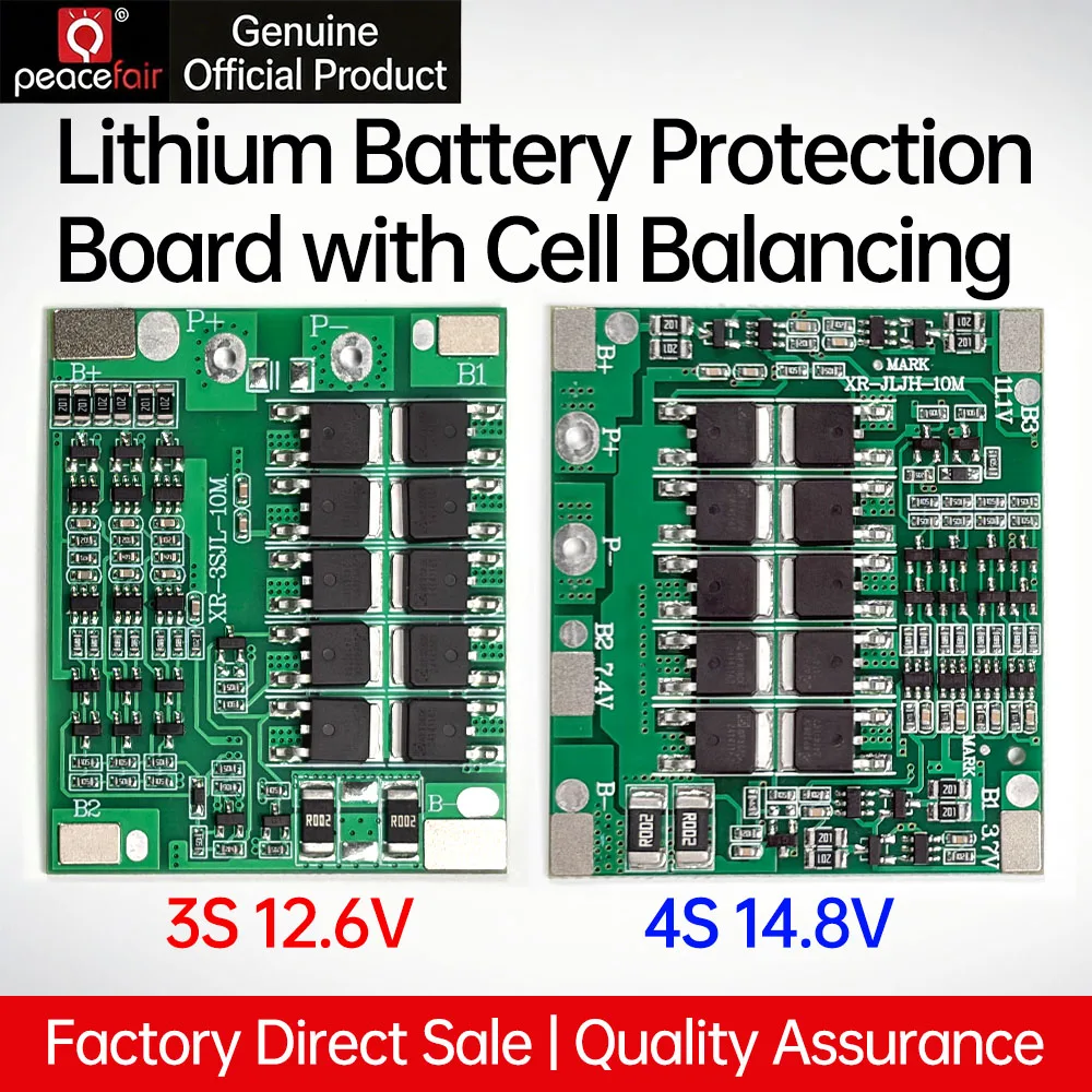 3S/4S 40A Lithium Battery Protection Board with Cell Balancing 18650 Ternary Lithium-Ion Battery PCB BMS 12.6V 16.8V