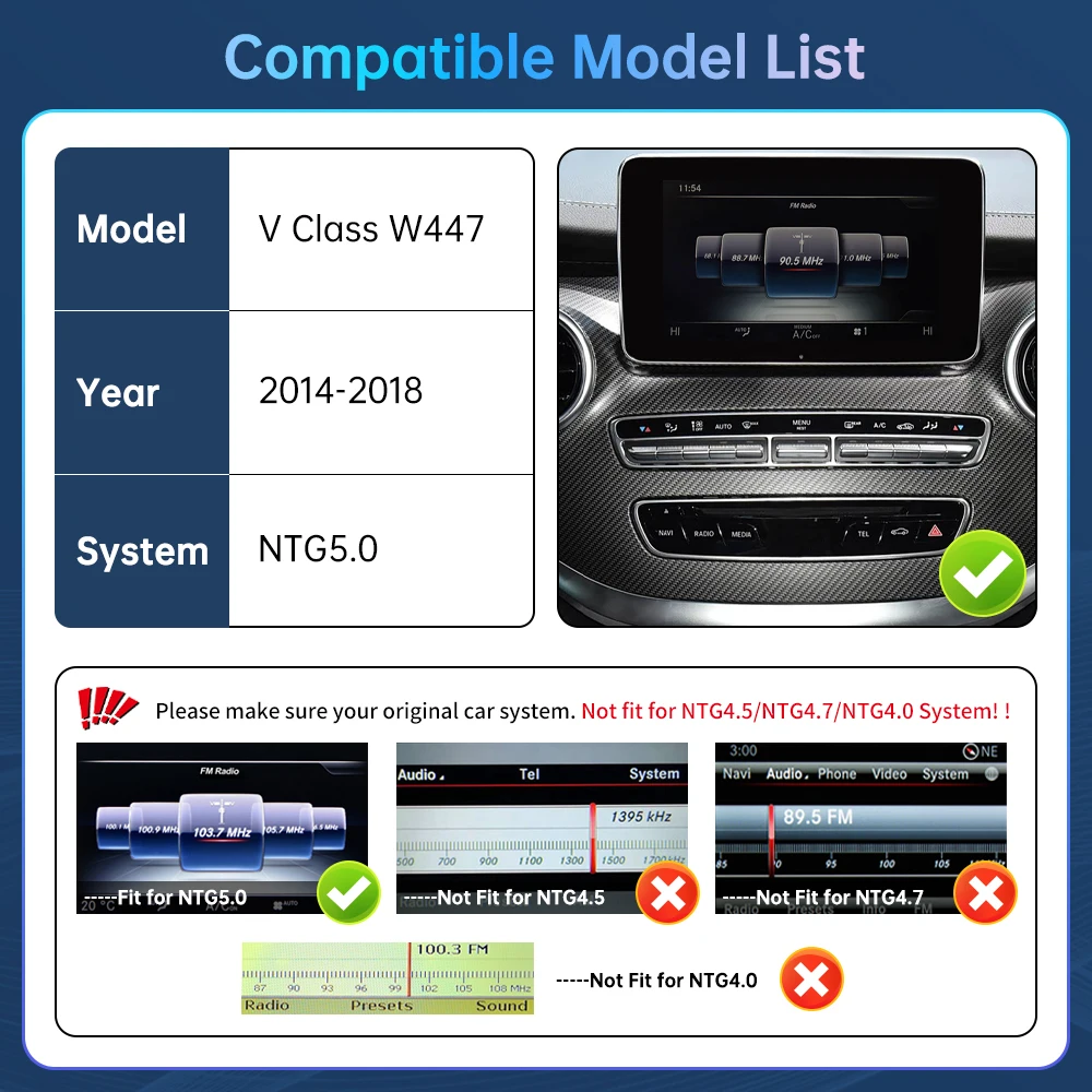 Road Top CarPlay Decoder for Mercedes Benz V Class W447 2014-2018 Vito Viano NTG5.0 with Android Auto Interface Link AirPlay