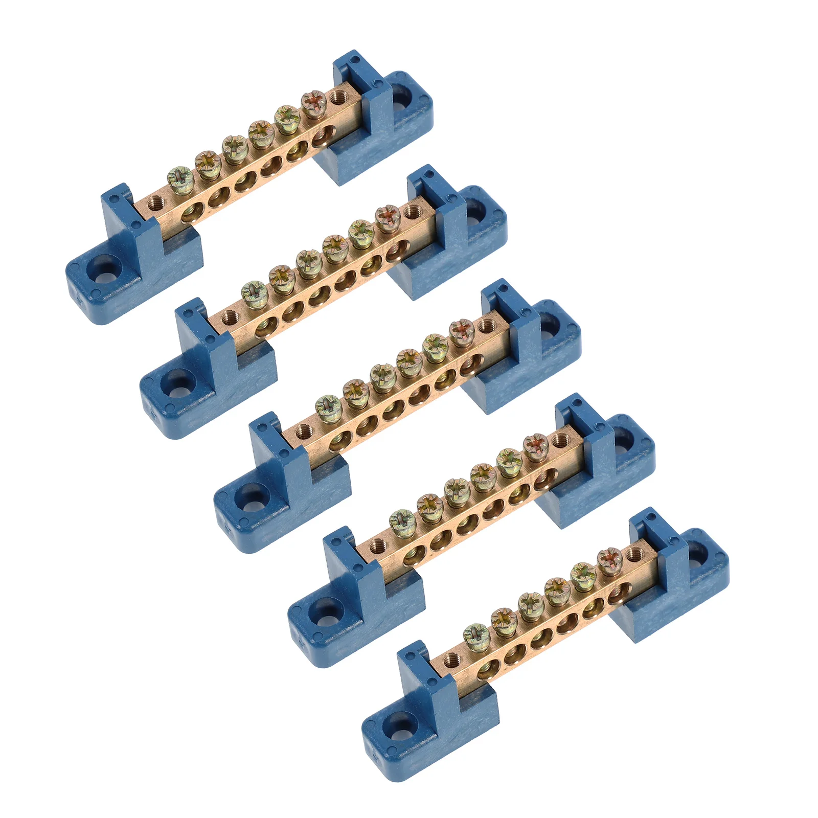 5pcs Brass Terminal Block 6 Positions Grounding Bus Bar For Distribution Box Power Cabinet Lighting Panel Marine Boat Car