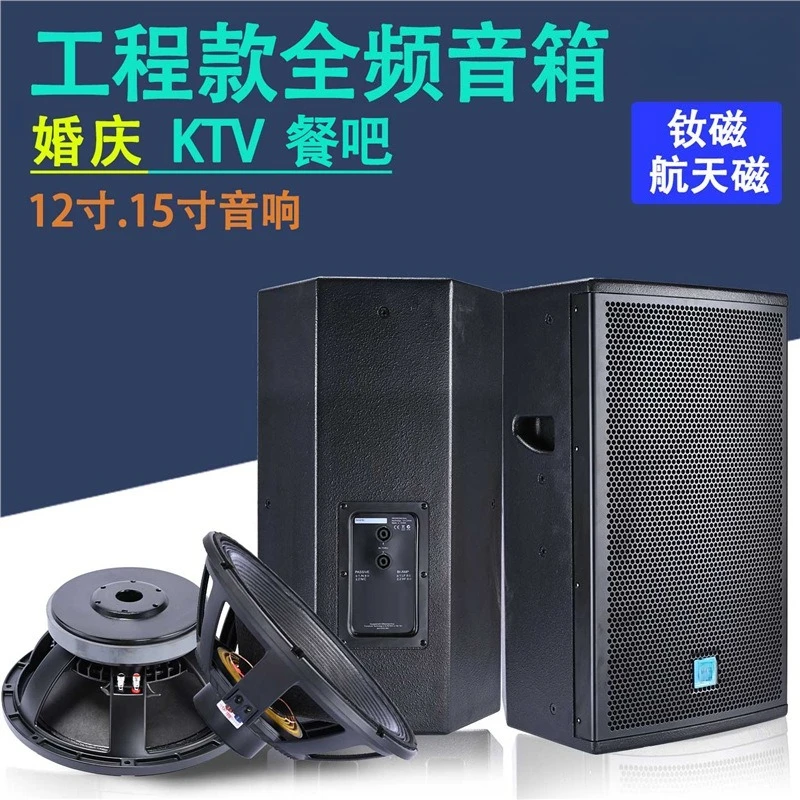Professional 12/15 Inch High Power Stage Speaker Heavy Bass Audio for KTV, Meeting, Dance Studio & Home Theater