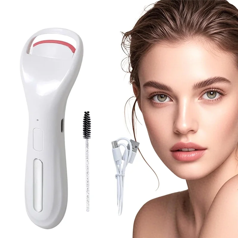 أداة تجعيد الرموش الكهربائية القابلة لإعادة الشحن من ABJO مع أداة أسطوانة تسخين أكبر لتجعيد الرموش طويلة الأمد للنساء