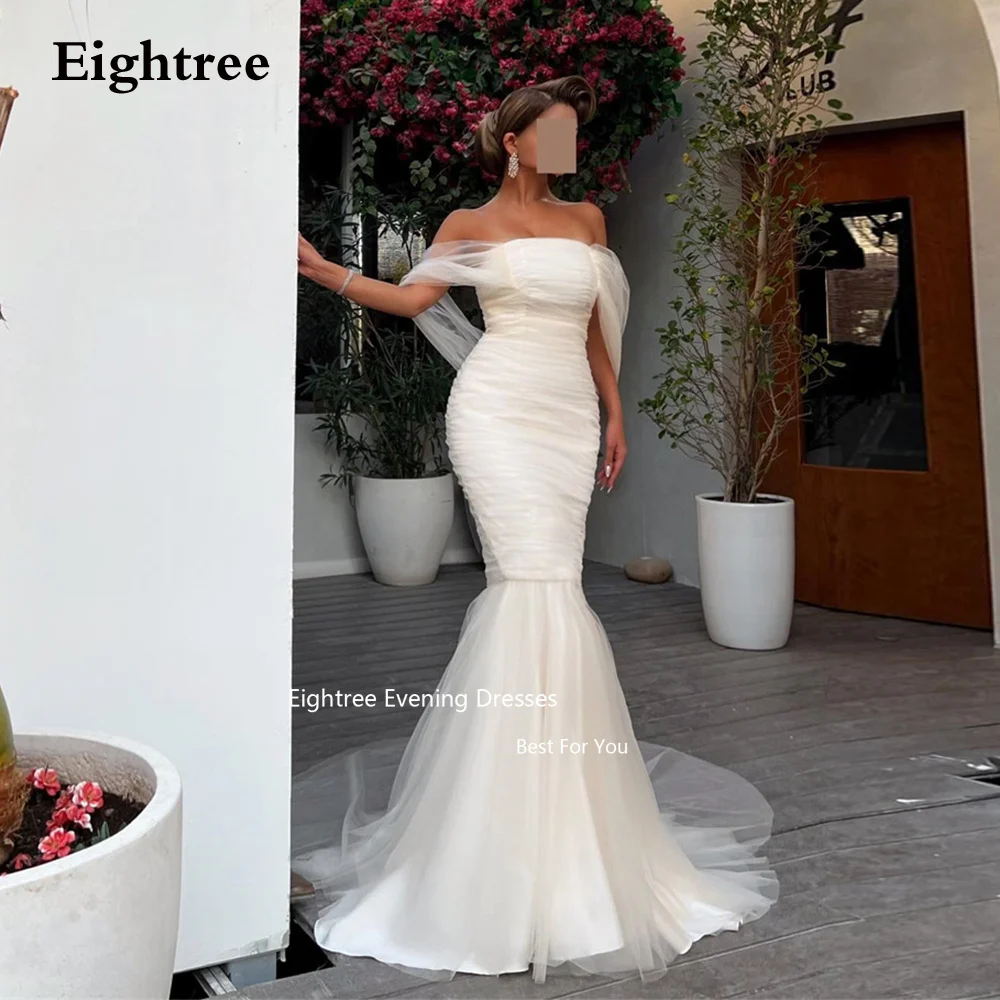 

Eightree Vintage Saudi Arab Evening Dresses Tulle Mermaid Off The Shoulder Prom Dresses long Formal Occasion Dresses 2023 New