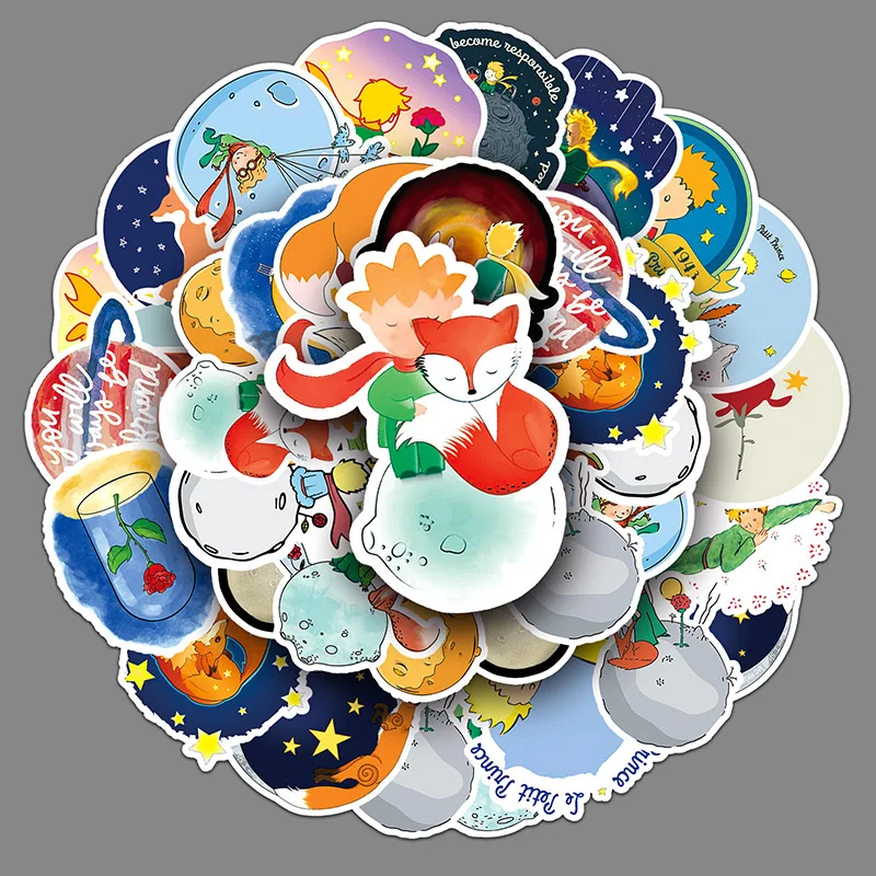 50Sheets Creative DIY Princekin Stickers Cartoon Animation Suitcase Helmet Refrigerator Notebook Stickers Children's Gift Toy