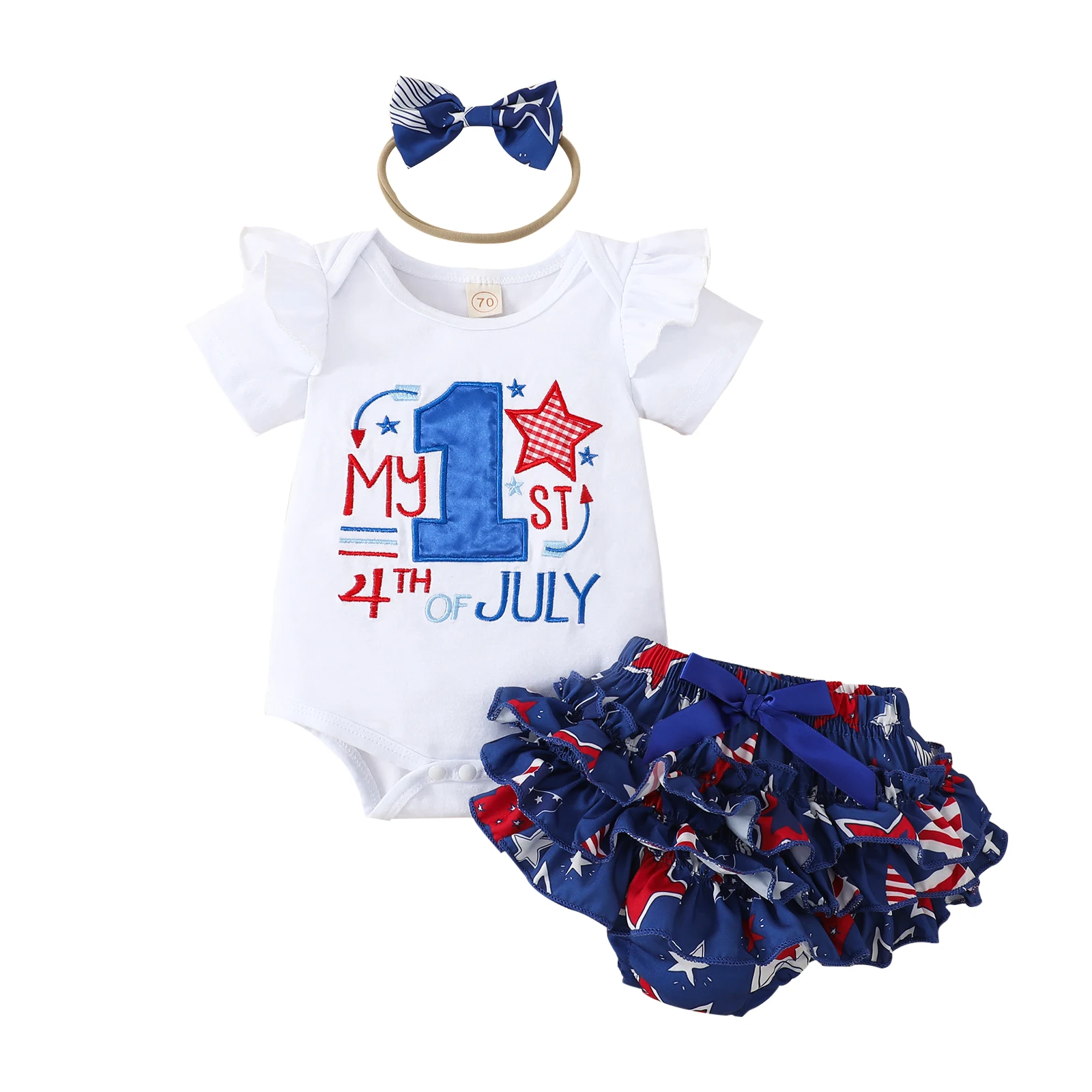 Baby Girl Romper 4th of July Independence Day Toddler Jumpsuit Shorts Outfit Pants Sets