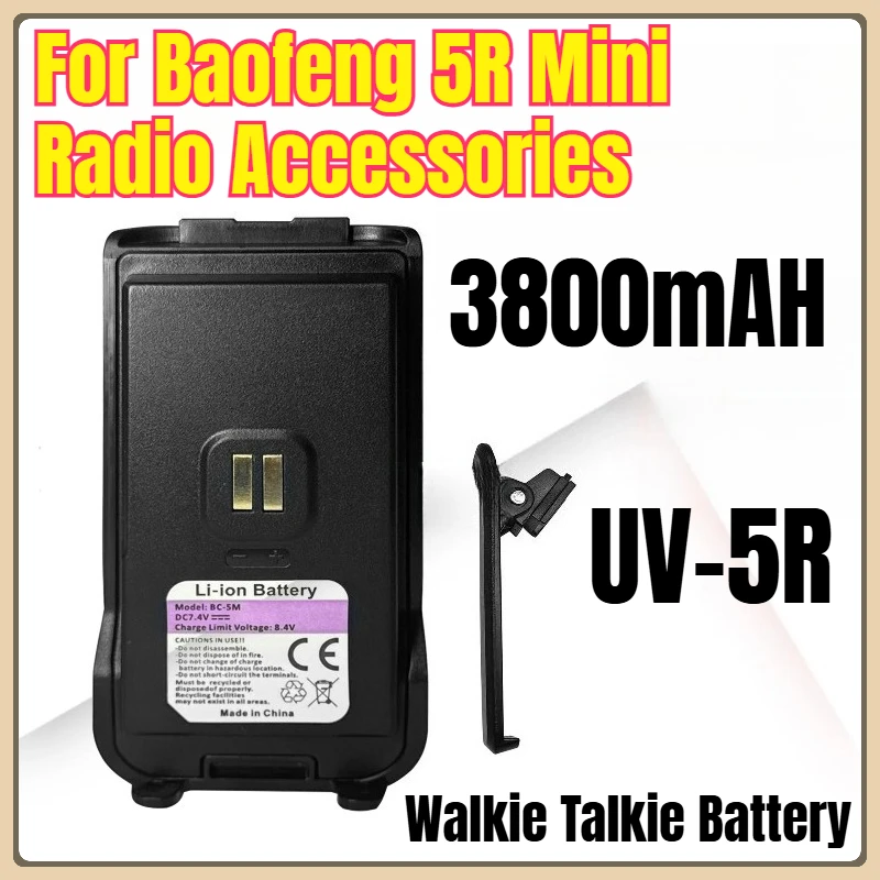 

UV-5R 3800mAH Walkie Talkie Battery for Baofeng 5R Mini Radio Accessories