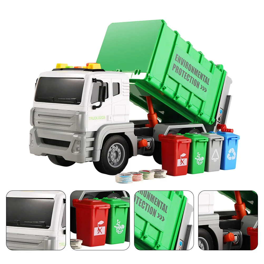 Simulation Sanitation Vehicle Friction Pull-back Truck Trash Garbage Sorter Toys Children’s