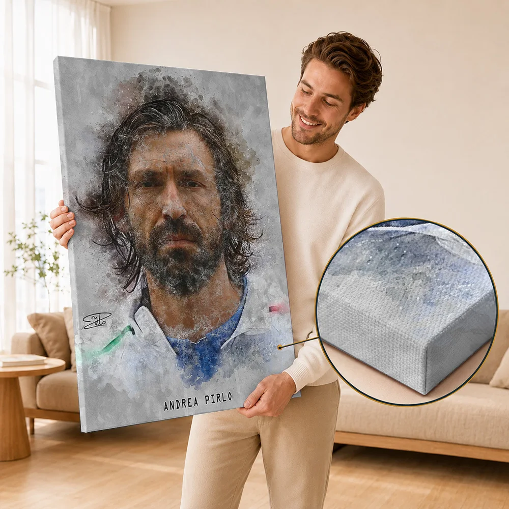 Andrea Pirlo Italian Football Player Framed Canvas Print Posters Customized Photo Wall Art For Bedroom Or Entertainment Room