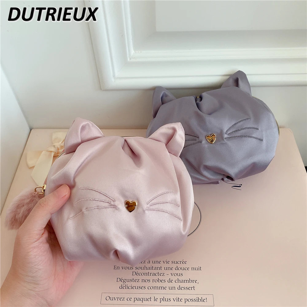 2024 New Summer Japanese Style Lady Cartoon Sweet Cute Casual Satin Cosmetic Bag Female Coin Purse Storage Bags for Women