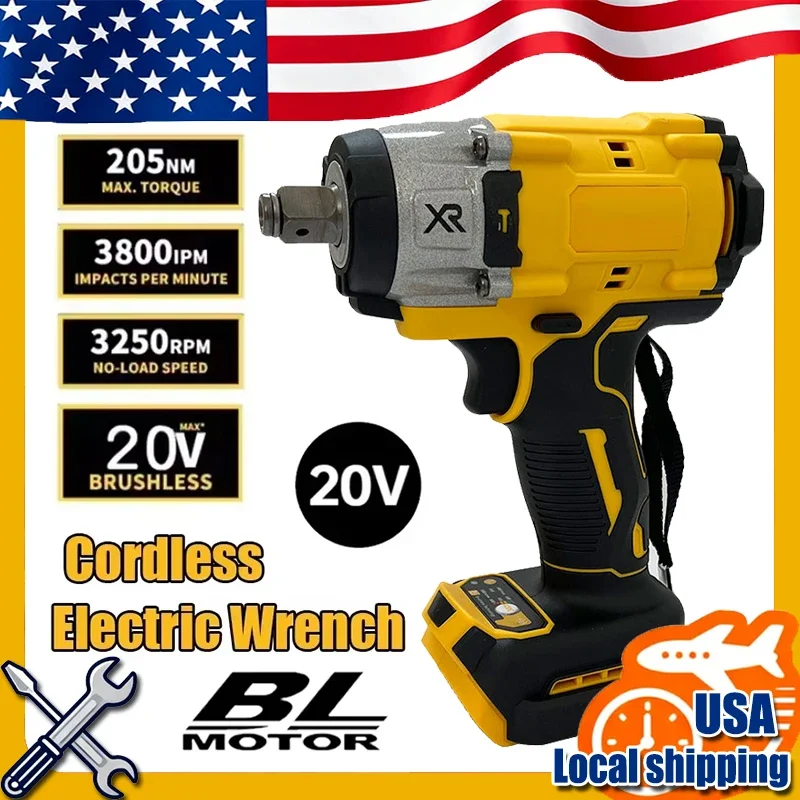

Fit Dewalt 3250RPM Cordless Electric Wrench 205N.m Brushless Impact Wrench High Torque Power Repair Tool For Dewalt 20V Battery