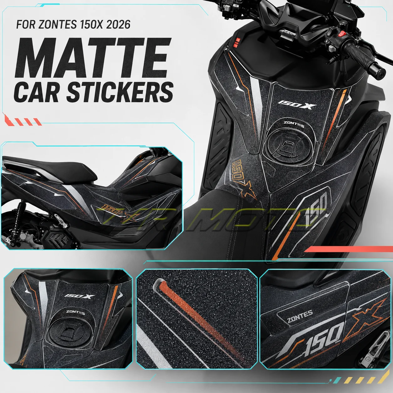 Matte Armor Custom‑Printed Body Anti‑Scuff Protective Decal Sticker Fit For 2026 ZONTES 150X Scooter