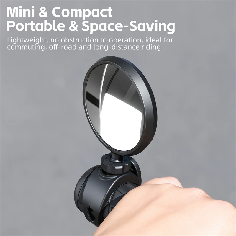 WEST BIKING HD Wide Angle Bike Rearview Mirror 360° Adjustable Quick Install Bicycle Convex Mirror Fits 20-38mm Handlebar