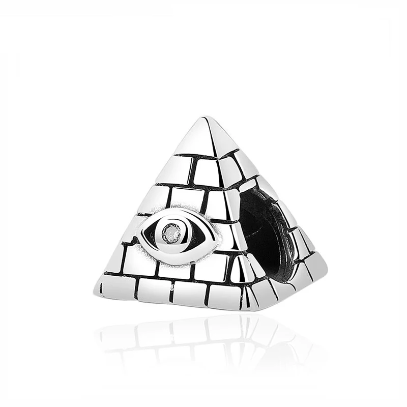 New Original 925 Sterling Silver Beads Charm Egypt Pyramid Fit  Bracelet Women DIY Jewellry Making Gift