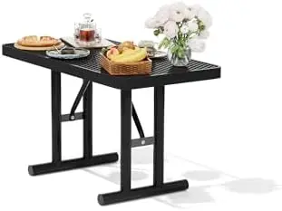 4FT Metal Picnic Tables for Outdoors, Commercial Rectangular Picnic Table for Outside, Park, Campfield, Patio, Garden