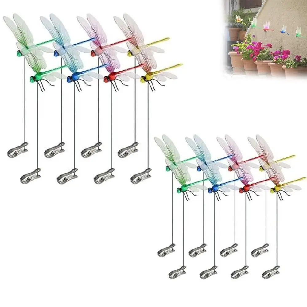 DIY Fake Dragonfly Rod Clip Simulated Patio Decor Insect Repellent Rod Dragonfly Clips Gardening Fake Dragonfly Pole Clip