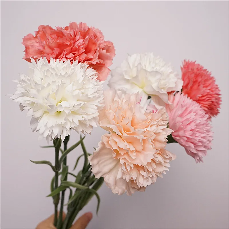 

10Pc Moisturizing Latex Carnation Artificial Real Touch Silk Flower Mother's Day Bouquet Gift Wedding Home Party Decor Carnation
