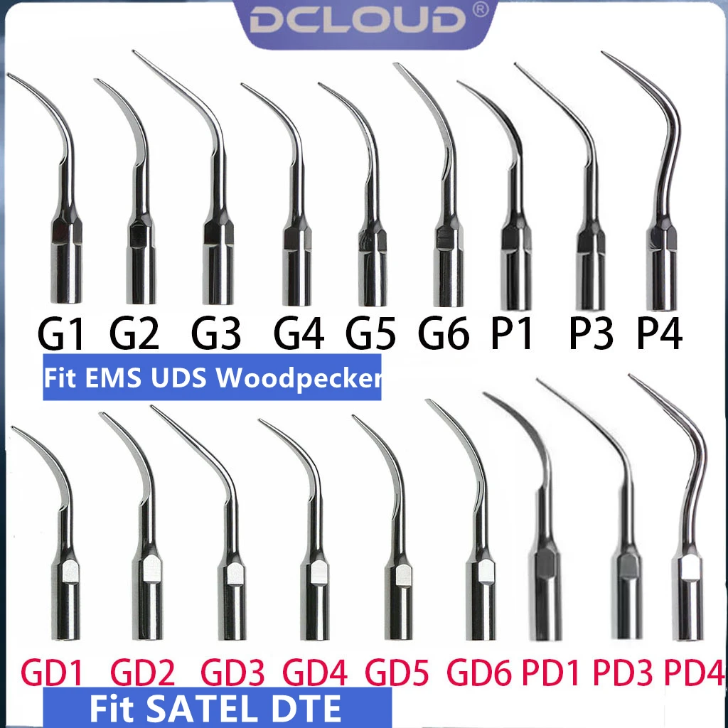 5Pcs Dental Ultrasonic Scaler Tip Endodontics Endo Perio Scaling Tips Fit DTE Woodpecker SATELEC EMS Handpiece G1 G2 GD1 P1 PD3