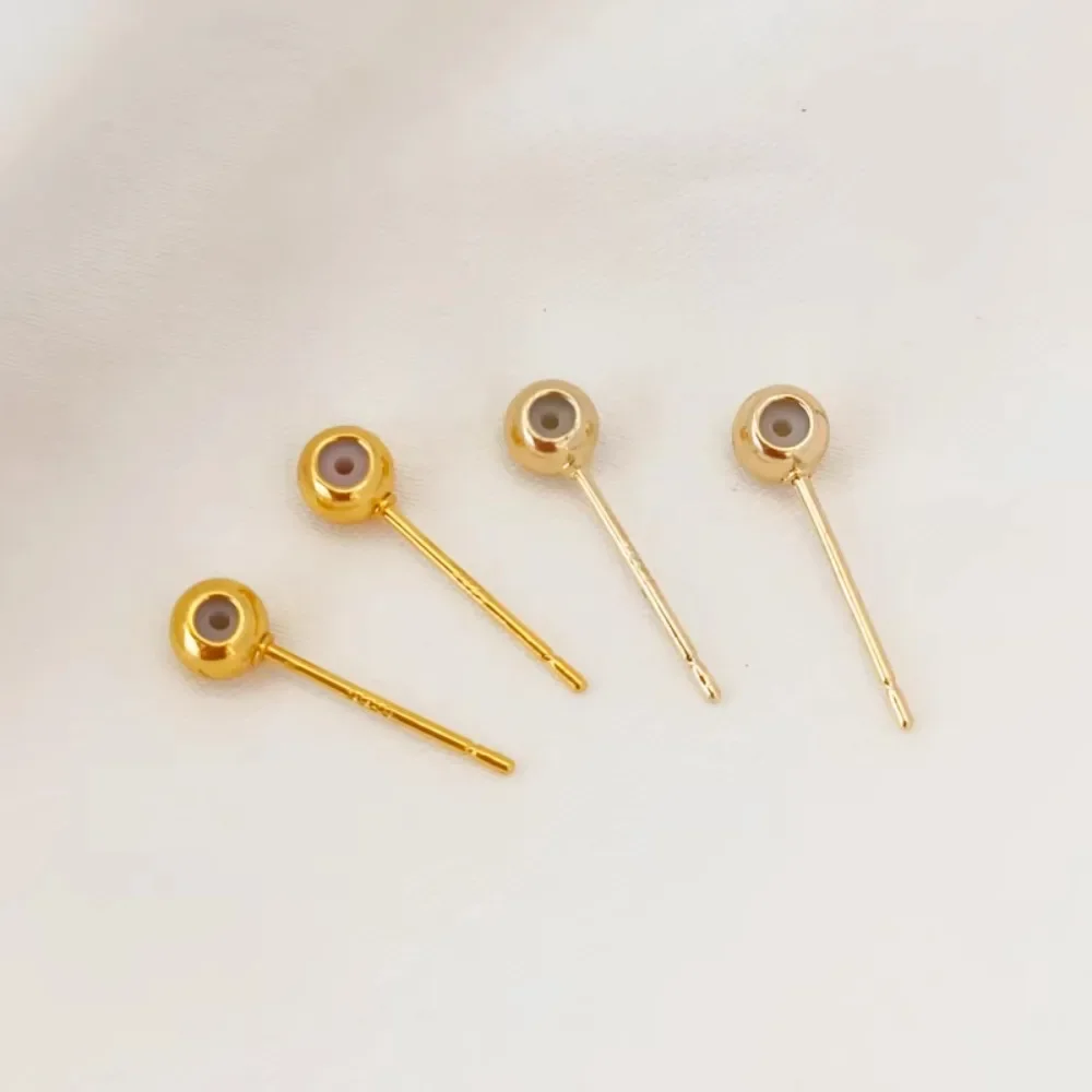 

14K Gold-coated Rubber Beads S925 Earneedle Bracelet, Necklace, Earrings, Adjustable Silicone 4mm DIY Handmade Jewelry