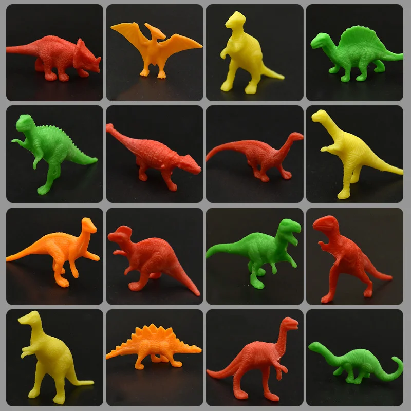 60Pcs 16 Styles Mini Dinosaur Model Simulation Animal Toys Velociraptor Triceratops Kids Cognitive Educational Toys Small Gift