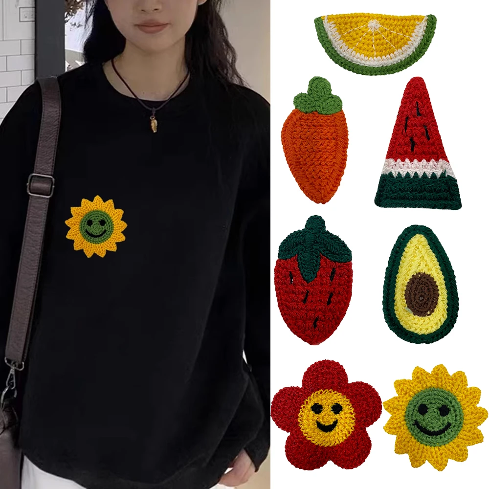 

Cute Fabric Embroidered Fruit Sunflower Patch For Clothes Bag Hat Pants Dress Applique DIY Apparel Sewing Clothing Accessories