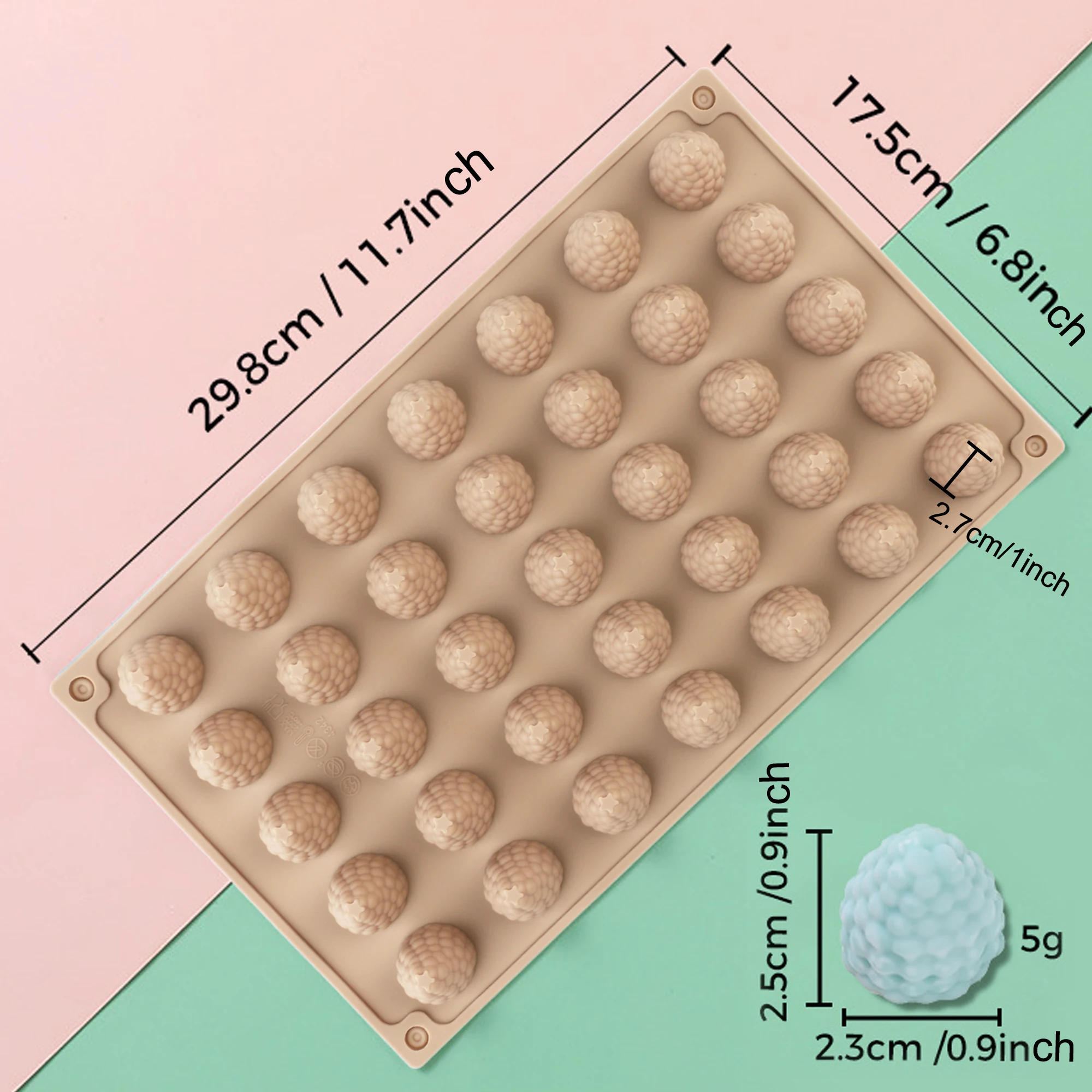 1pcs Silicone Raspberry Mold, Thick Silicone Nut Raspberry Candy Mold for Making Raspberry Candies, Nut Mousse, Chocolate