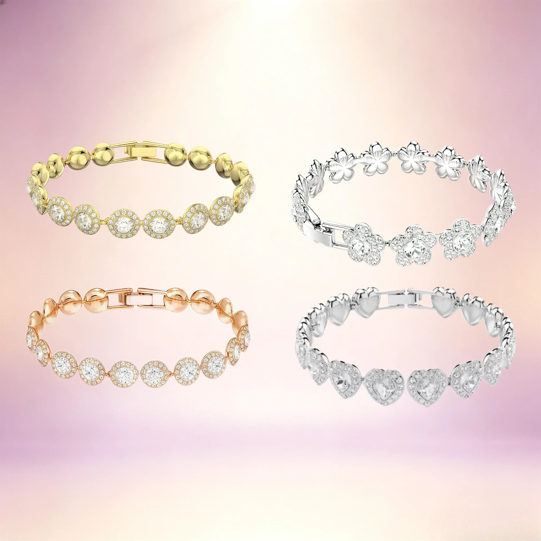 2026 Original Product Shining High Quality Flower round heart Crystal Bracelet Women's Luxury Festival Gift