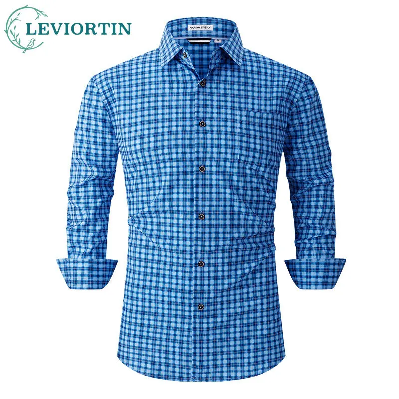

Весенне-осенняя мужская американская модная простая джентльменская стильная универсальная деловая повседневная свободная рубашка в клетку с длинным рукавом с принтом
