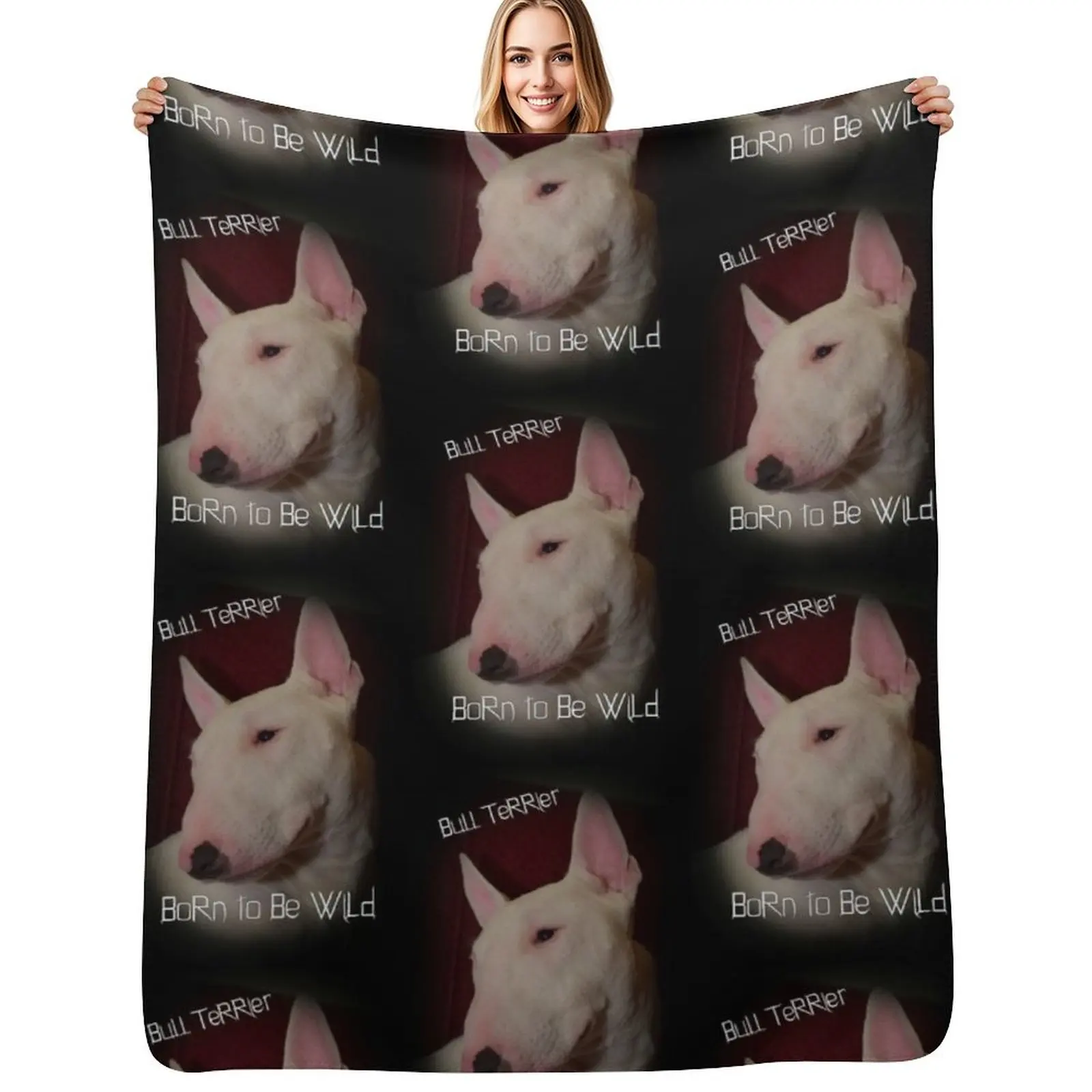 Bull Terrier born to be wild Throw Blanket Stylish Warm Blanket for Living Room Bedroom