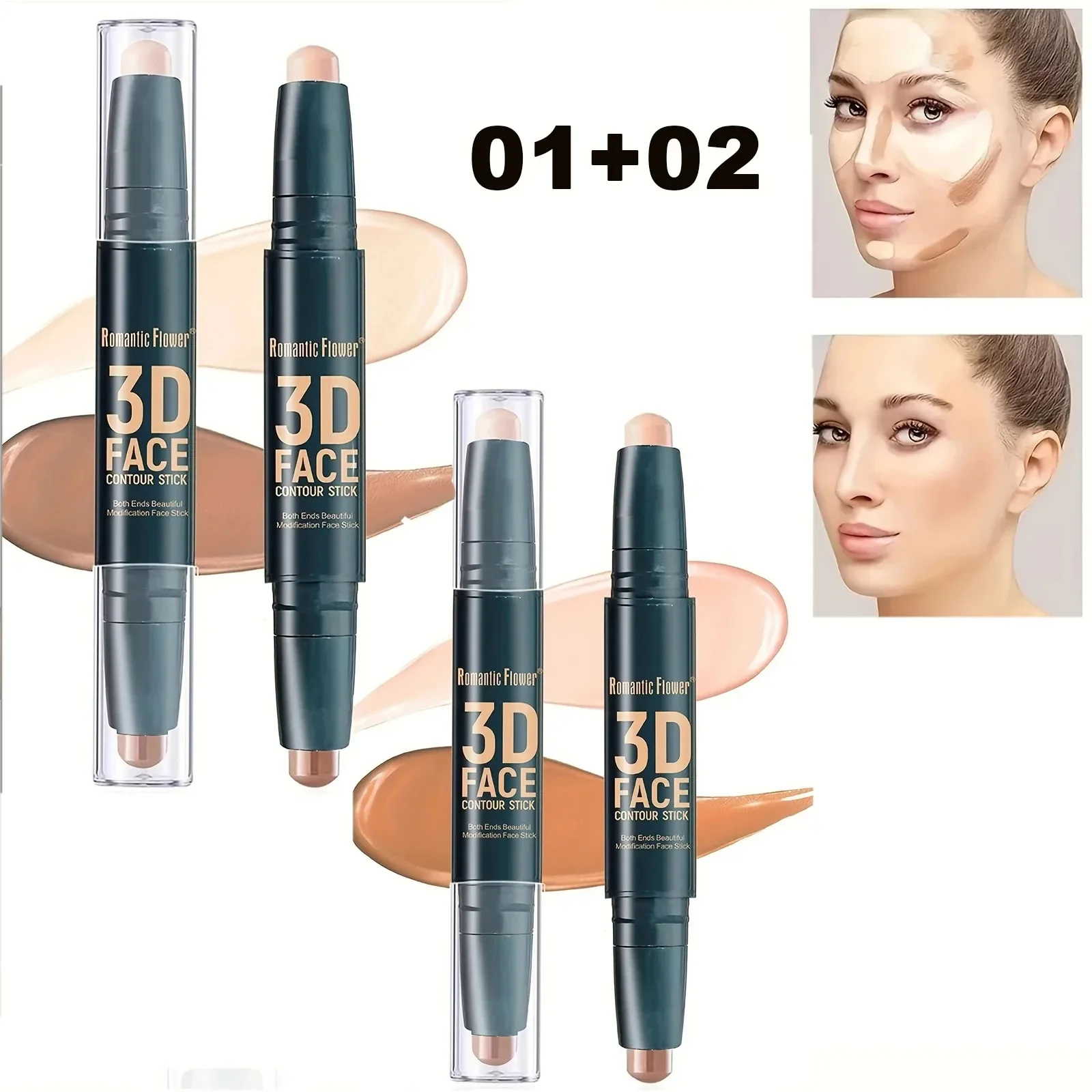 Corrector de ojos de doble punta, 2 colores, Corrector de Color, resaltador de contorno, bronceador facial, Base de maquillaje, crema