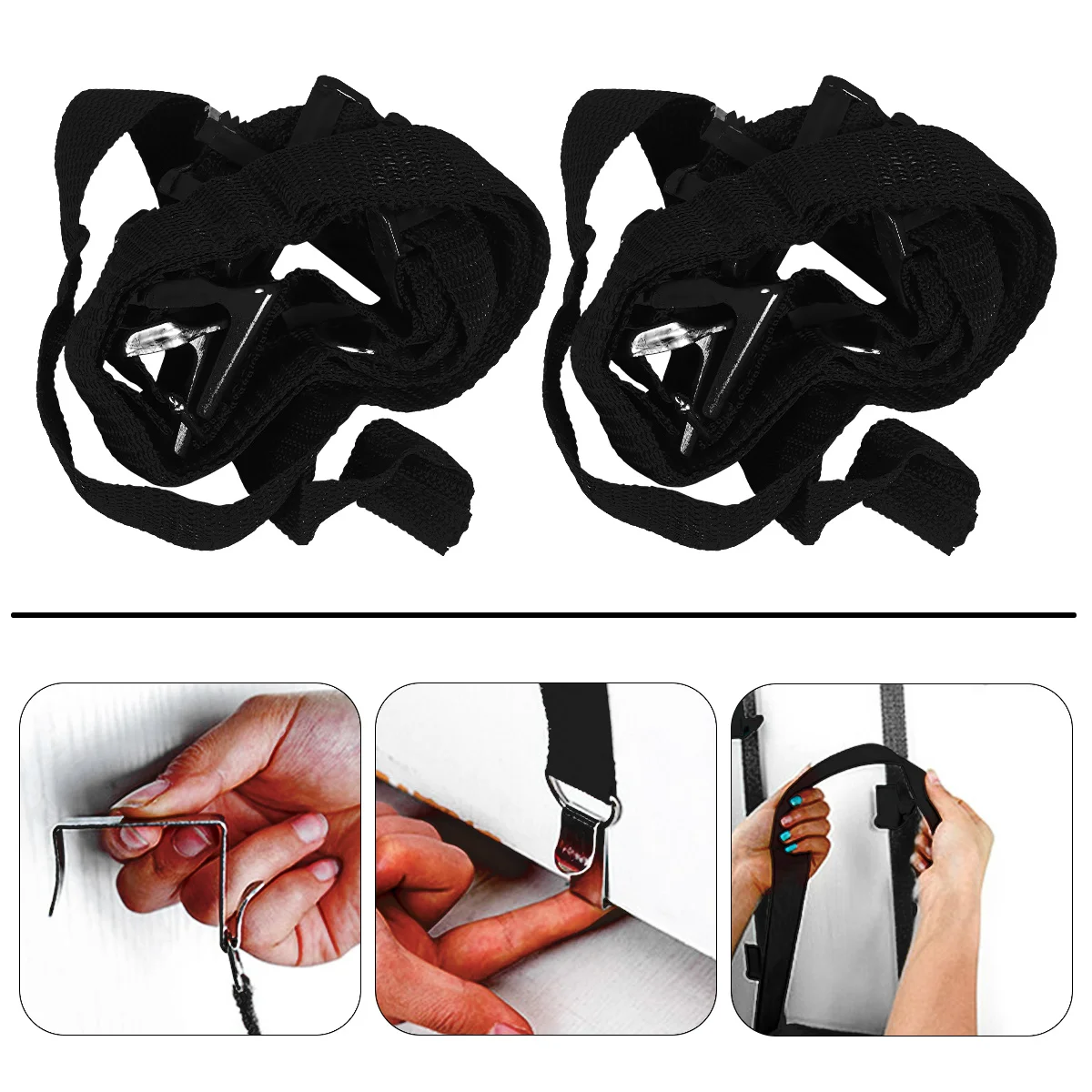 

2Pcs Door Hanging Hook Adjustable Strap Organizer Space Saving Punch Free Hook for Hats Bags Towels Over Door Use