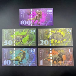 5PCS Dinosaur 1 10 20 50 100 Bills Banknote Tyrannosaurus Rex Commemorative Viewing Banknotes Collectibles