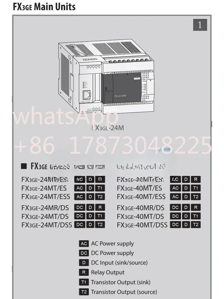 MELSEC-F FX3 PLC FX3GE controller, FX3GE-24MR/ES FX3GE-24MT/ES FX3GE-24MR/DS FX3GE-24MT/DS Brand New Original