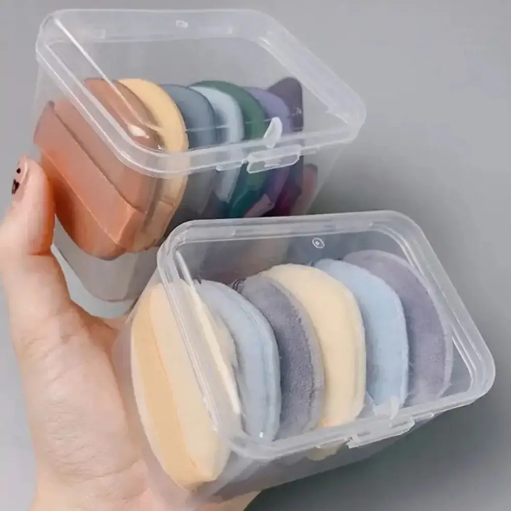 

Plastic Square Storage Box Transparent Small Powder Puff Storage Box Covered Dustproof Cosmetics Storage Case Home