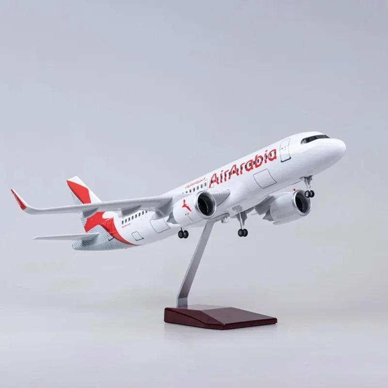 Scale A320 Diecast Resin 47CM 1:80 Model AirArabia Airlines Airbus Plane Plane With Light And Wheel Airplane Collection Display