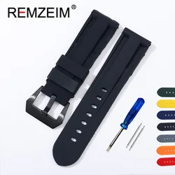 Soft Silicone Sport Watchband 22mm 24mm 26mm with Black Buckle Waterproof Men Replacement Band Strap Watch Accessories