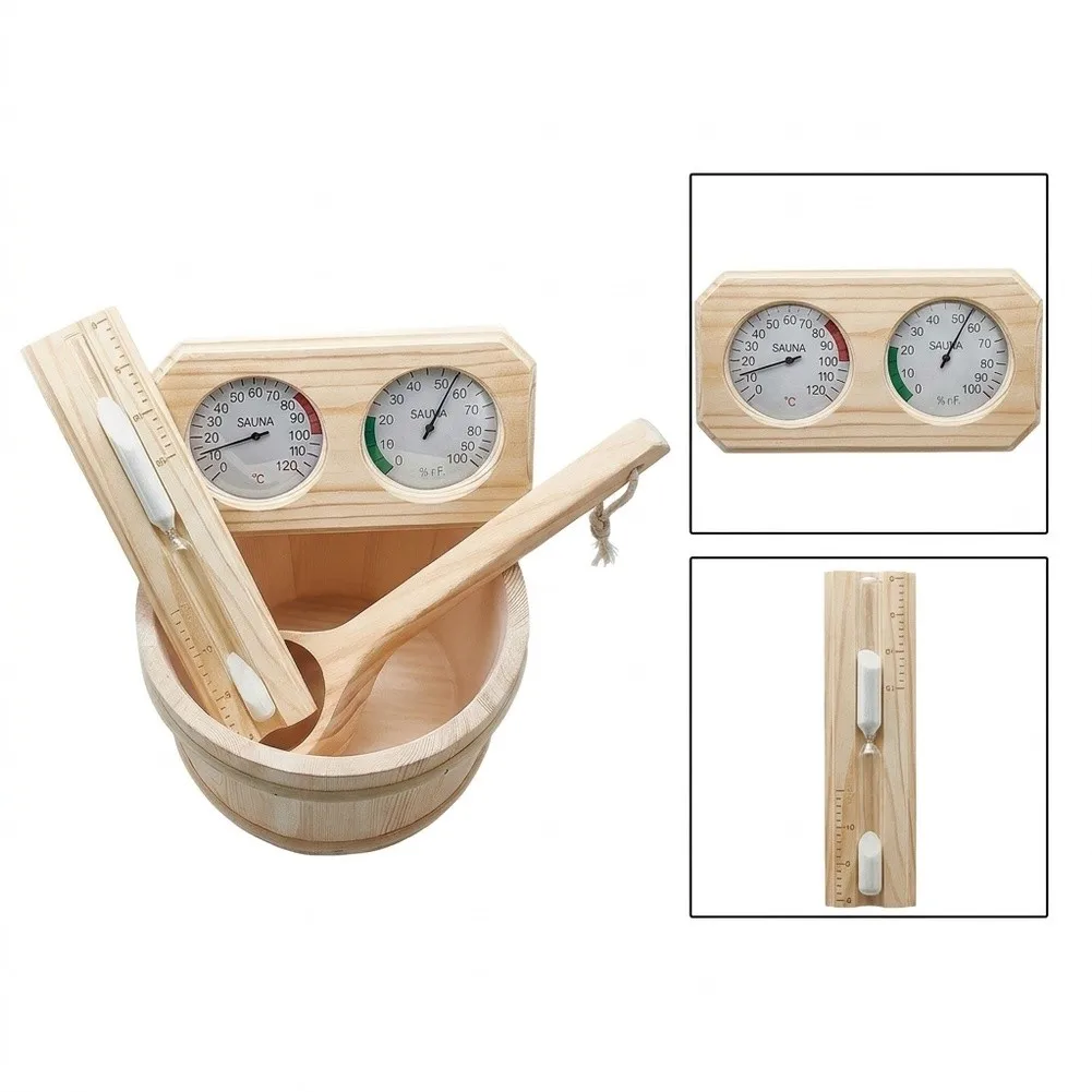 Round-Form Sauna Bucket Built from Homogeneous Wood Material with Integrated Single Handle for Structural Integrity
