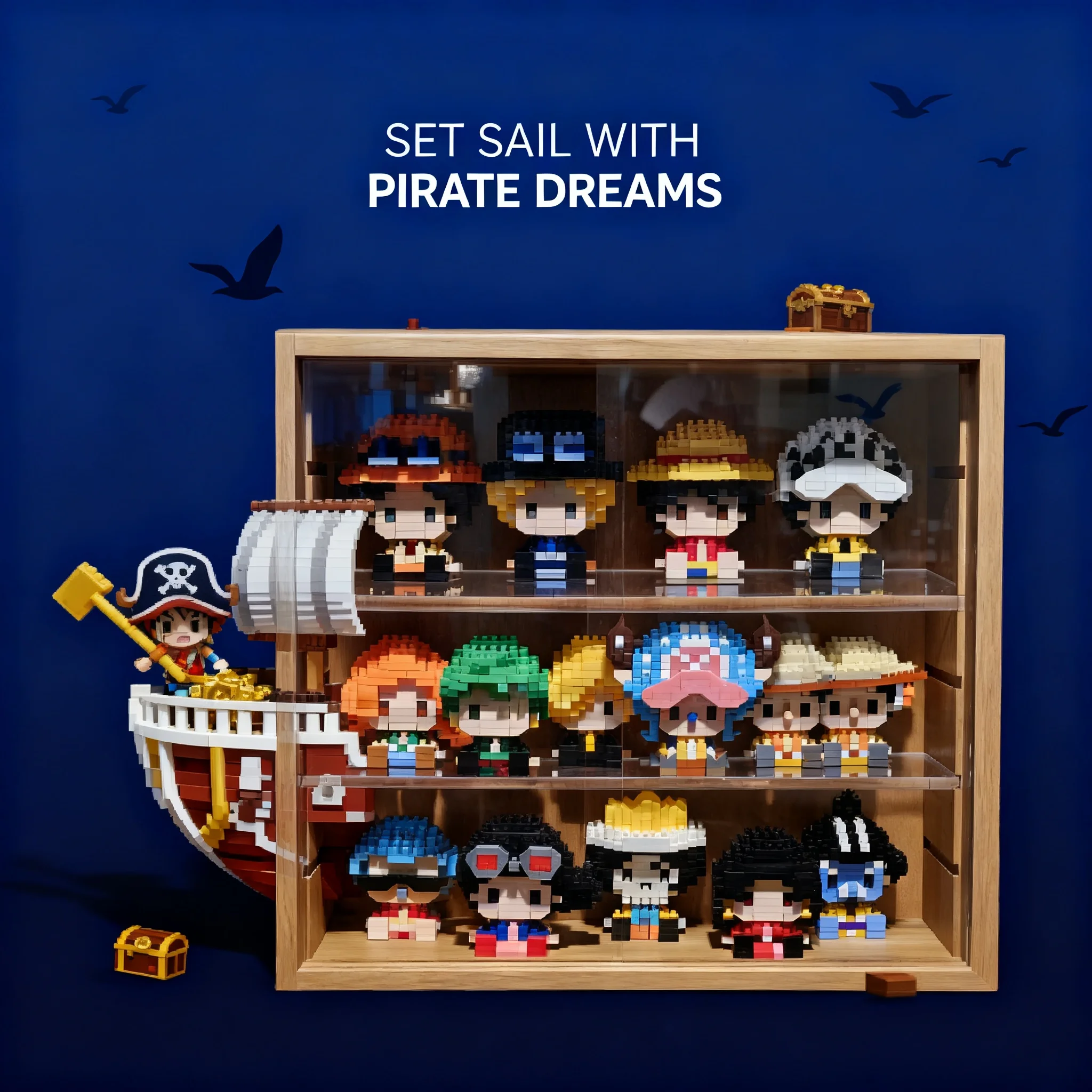 One Piece Luffy Sun God Nika Chopper Ace Buggy 3D Anime Micro Building Block Model Assembly Mini Bricks Figure Toys For Gift