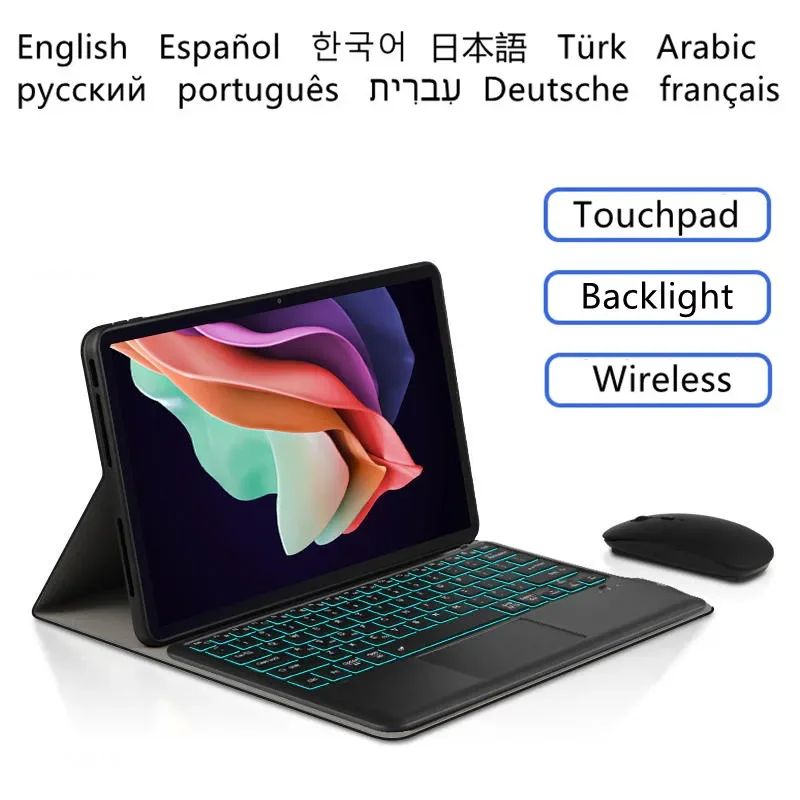 

Keyboard Case for Lenovo Tab P12 Pro TB-Q706F 12.6'' Cover for Xiaoxin Pad Pro 12.6 Russian Spanish Korean Touchpad Backlight