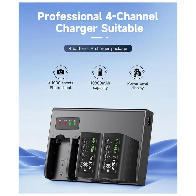 NP F960 NPF970 NP-F970 4-Channel Digital Camera Battery Charger W LCD Display For Sony NP-F550 F750 F970(EU Plug) Easy To Use