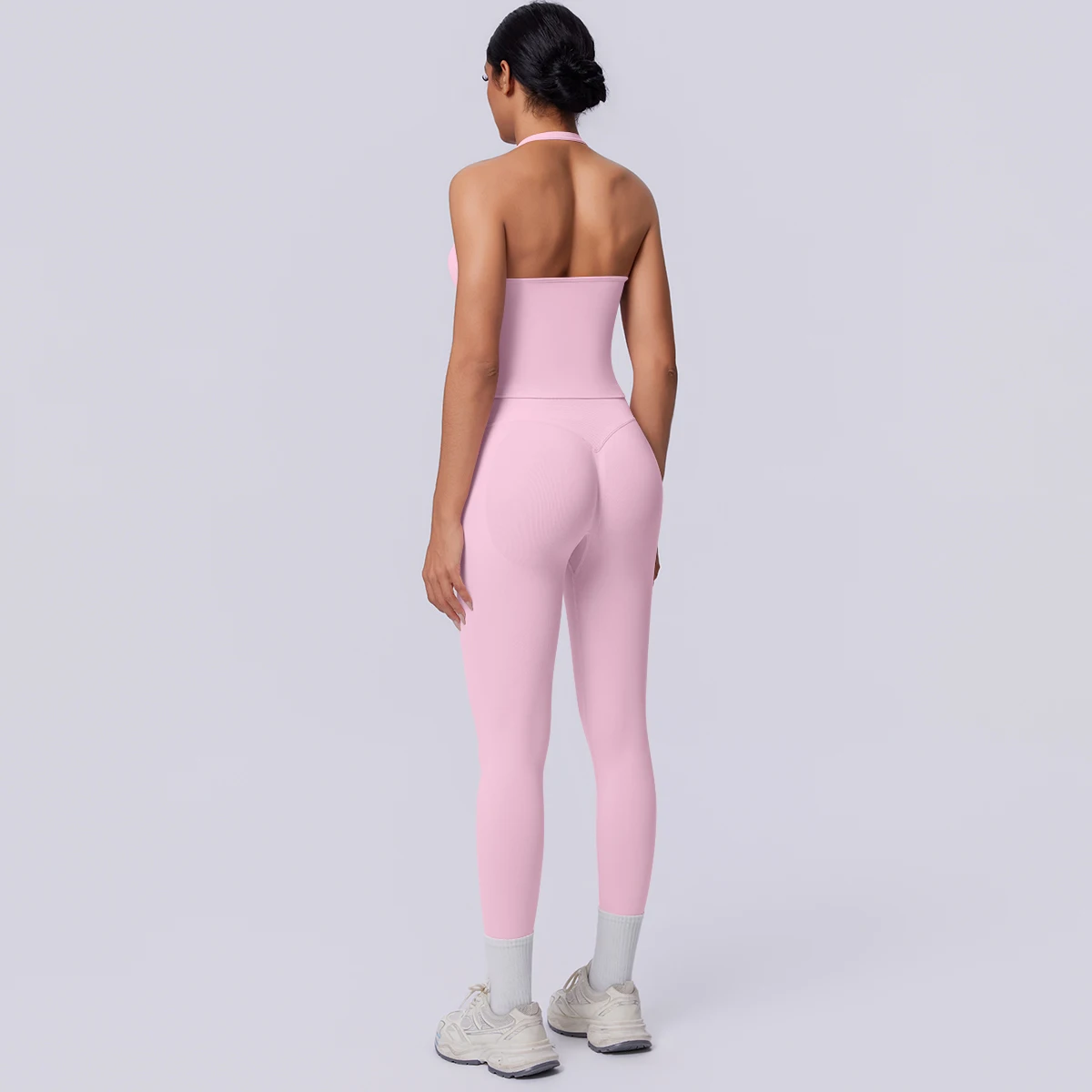 Sport Fitness Kleidung Damen Yoga Set Sommer Gym Lauf-Workout Top Yoga Weste Einfarbige Po-Formende Fitness Hose Yoga Set – Detail 8