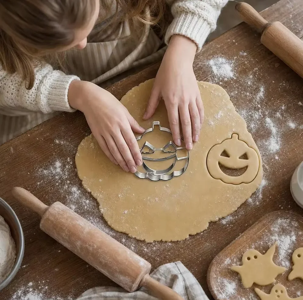 Halloween Cookie Cutter Set Stainless Steel Pumpkin Ghost Shape Biscuit Mold for Baking Fondant Pastry DIY Decorating Tool