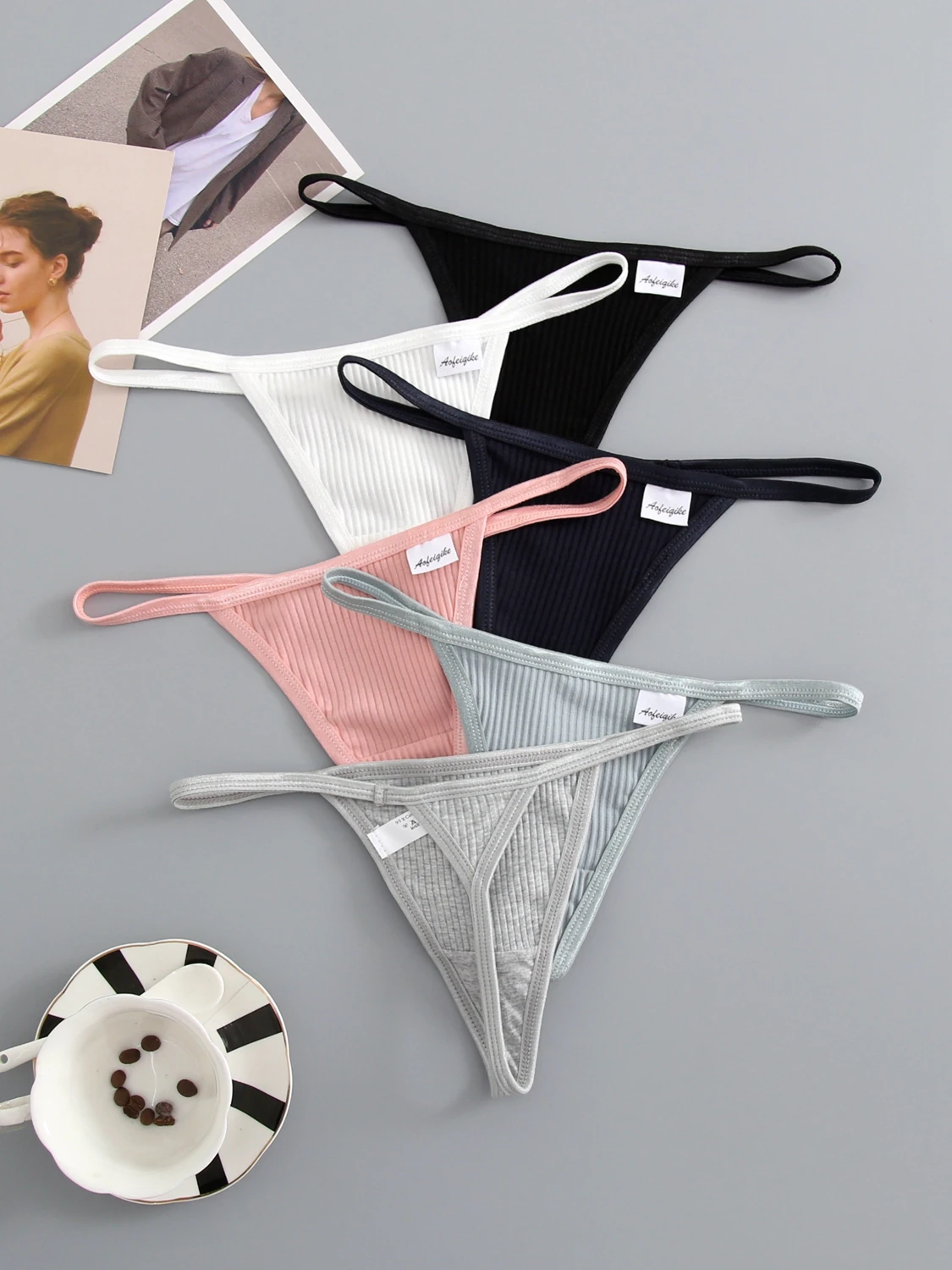 6pcs women cotton thongs Low waist seamless Underwear sexy threaded panties Solid Color Intimates Lingerie