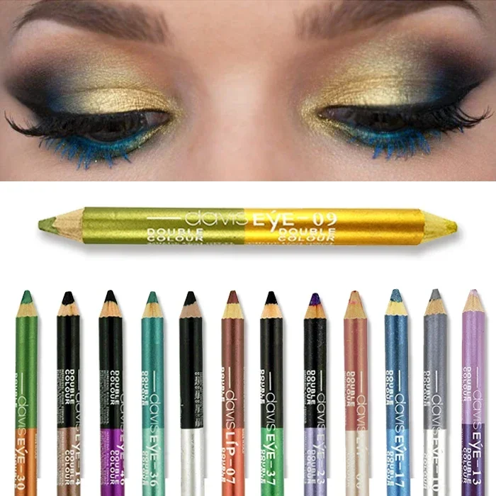 Heallor-Lápiz Delineador de Ojos de doble cabeza, resistente al sudor, duradero, resistente al agua, maquillaje