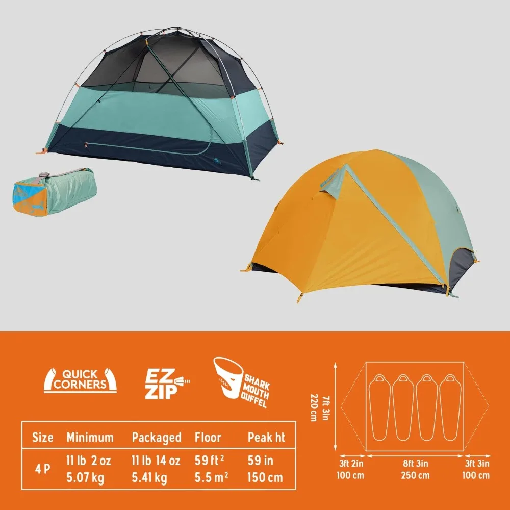 Wireless Freestanding Car Camping Tent, 2 4 or 6 Person Sleeping Capacity, Two Doors + Two Vestibules, Campground Festival