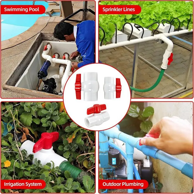 DT19 T-Handle PVC Ball Valve 3/4 Inch, 5 Pack NPT Threaded Water Shut-Off Valve for Irrigation Plumbing