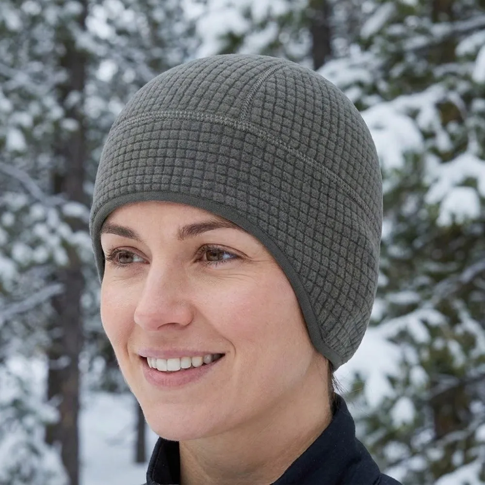 Grid Winter Running Hat Solid Color Polar Fleece Earflap Beanie Sweat Absorption Helmet Liner Running Winter Sport Cap Running